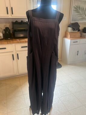 Nicole Miller Plum Wide-Leg Strappy Jumpsuit